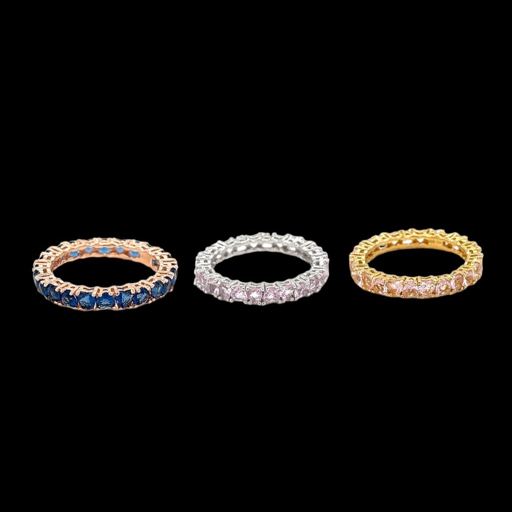 925 Sterling Silver Tennis Ring with Heart Shaped Stones